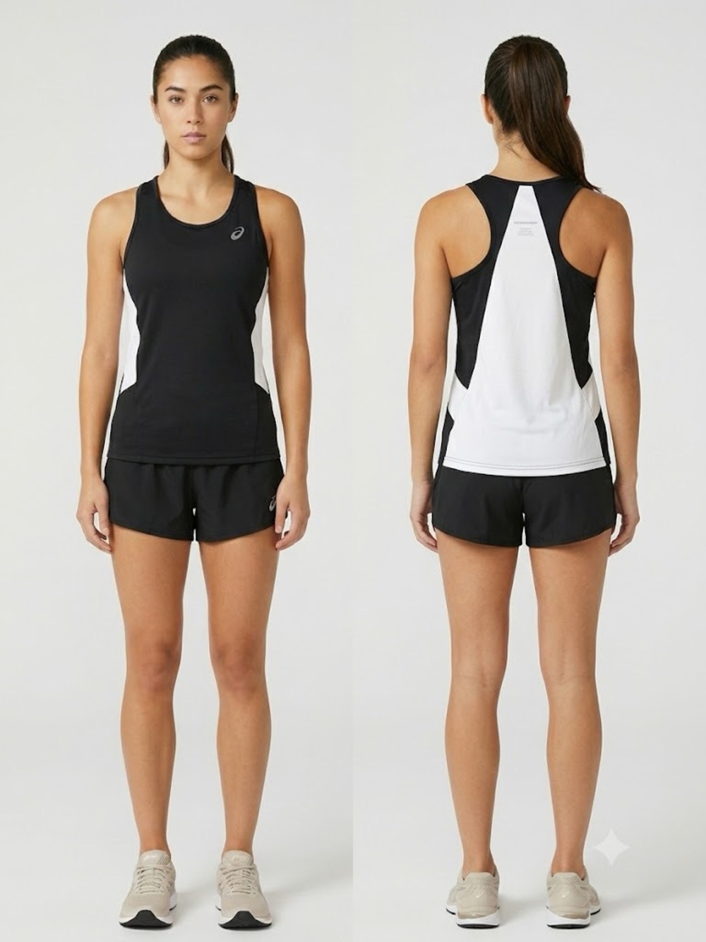 ASICS Sweep Singlet Tank Top Running Gym Athletic Racerback Black White Size XS